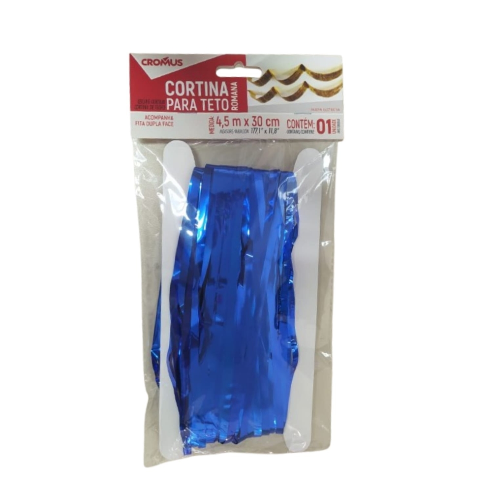 Cortina Metalizada De Teto Cromus Azul 4,5m X 30cm