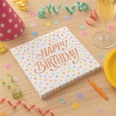 Guardanapo Happy Birthday 33x33 Silver - 20 Un