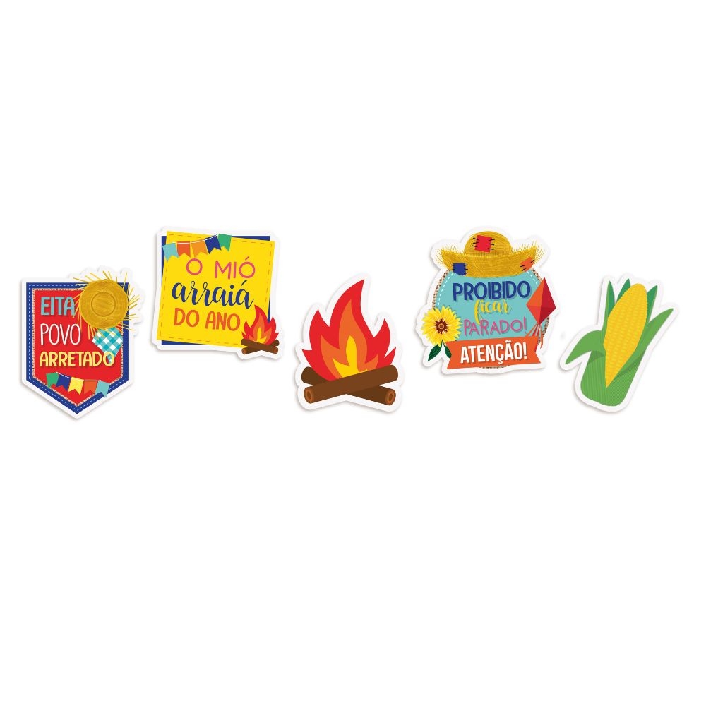Apliques Decorativos De Papel Cartão Arraiá 8 Un - Cromus