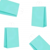 Sacola Papel Kraft Turquesa Tamanho 14cm X 08cm X 16cm 10un