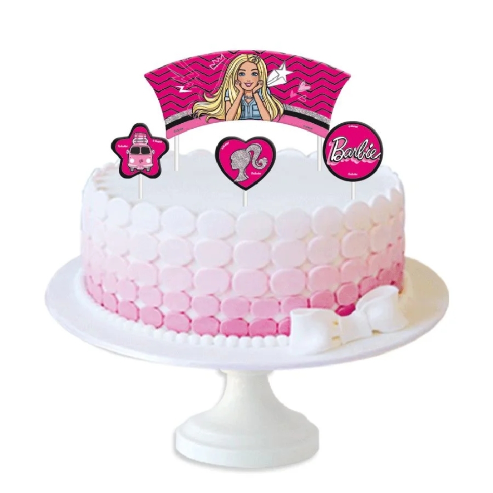 Topper Para Bolo Barbie 4 Un - Festcolor