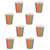 Copo De Papel Colorido Com Borda Dourada 270ml 8un