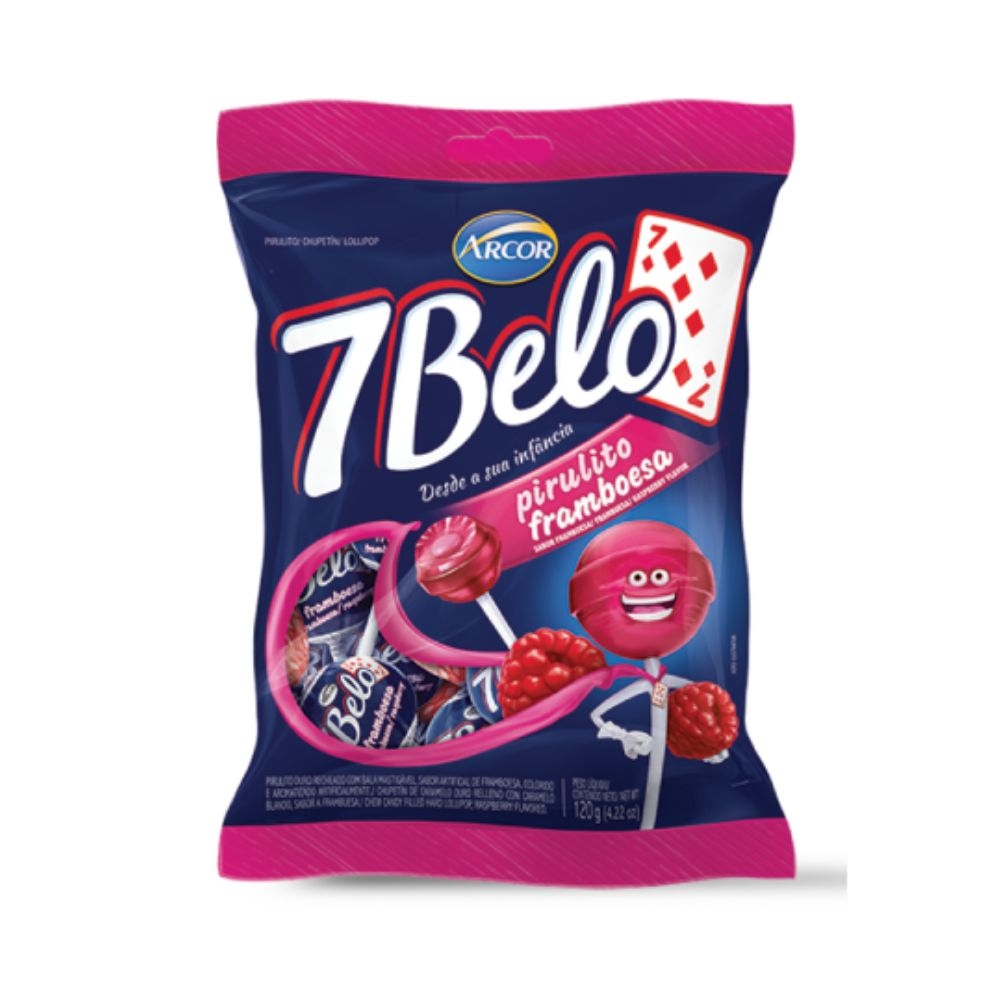 Pirulito 7 Belo Framboesa 500 Grs 50 Un - Arcor