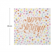 Guardanapo Happy Birthday 33x33 Silver - 20 Un