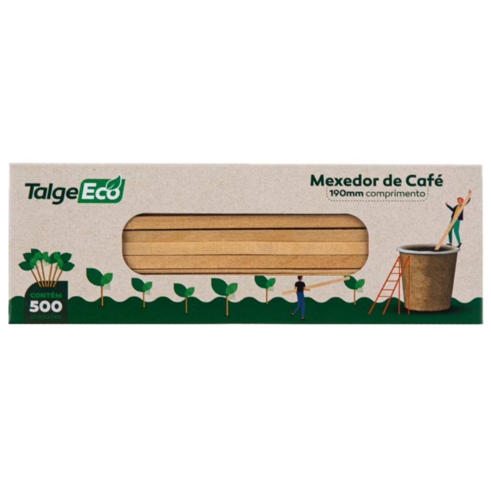 Mexedor De Bambu Talge Para Drink Café Bebida 19cm 500un